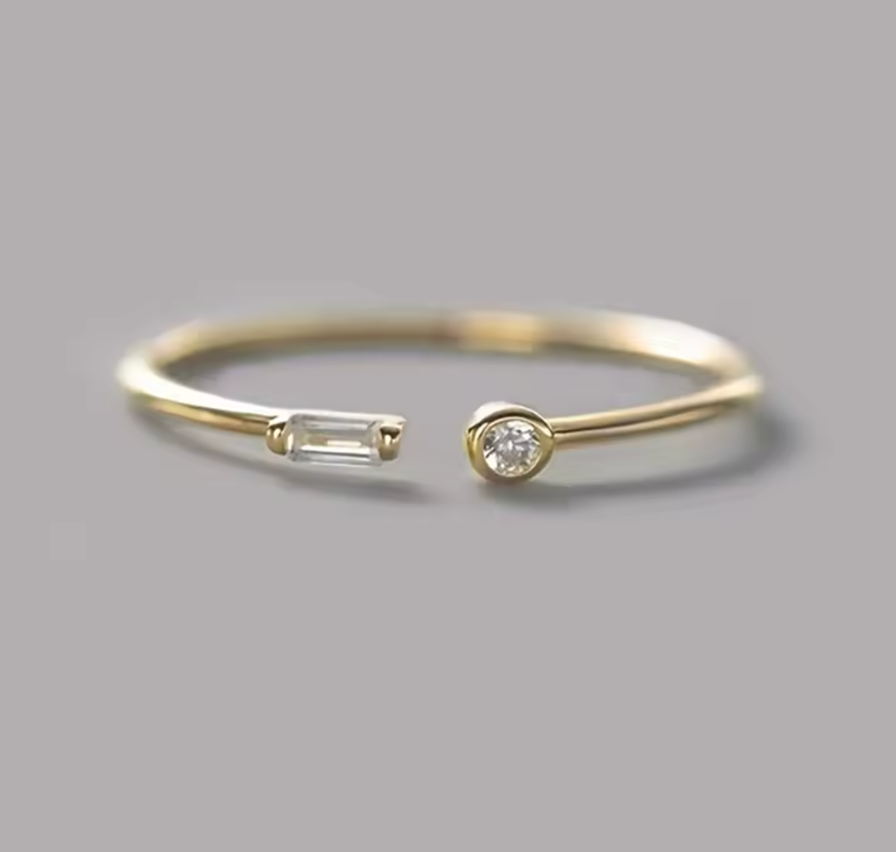 Huitan Minimalist Baguette Zircon Open Ring