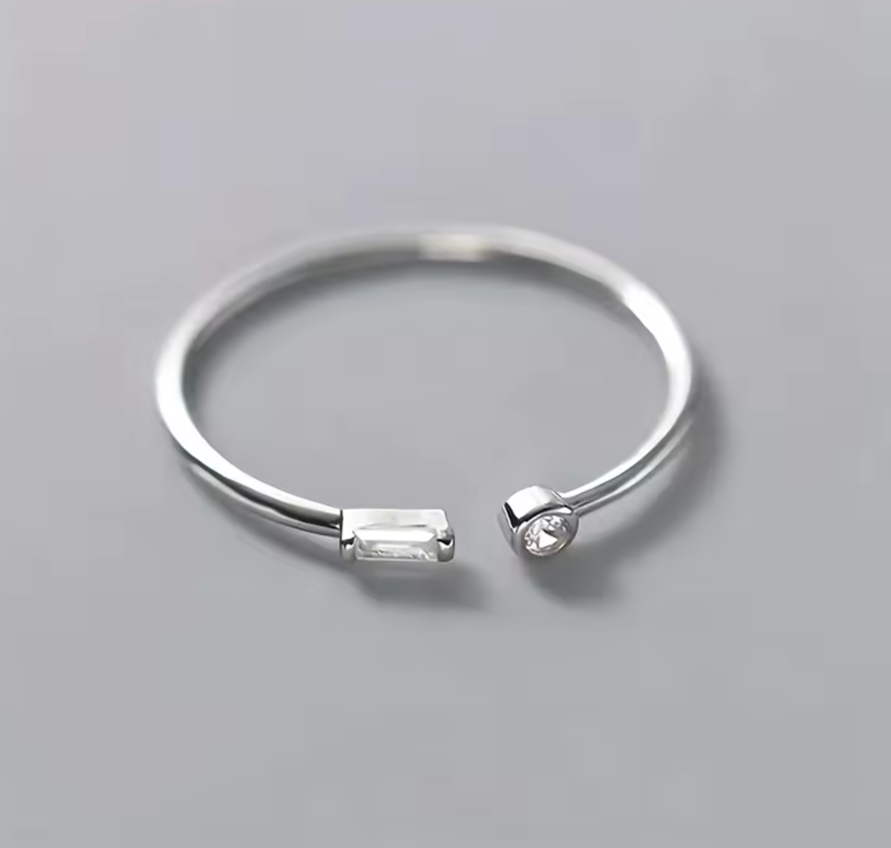 Huitan Minimalist Baguette Zircon Open Ring