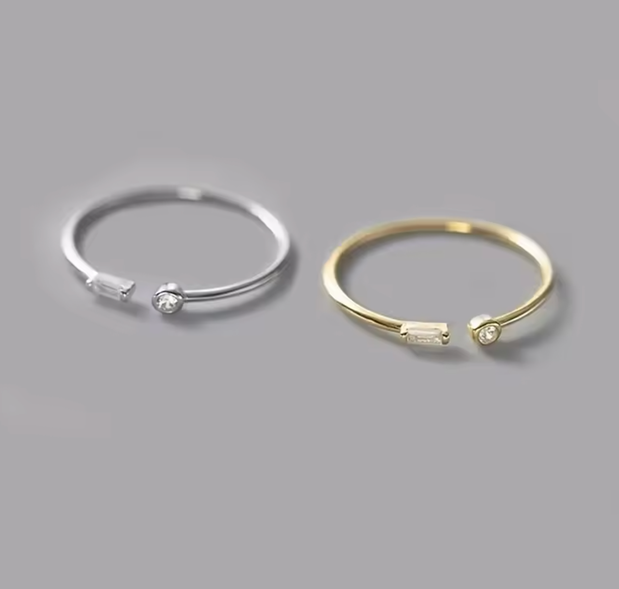 Huitan Minimalist Baguette Zircon Open Ring