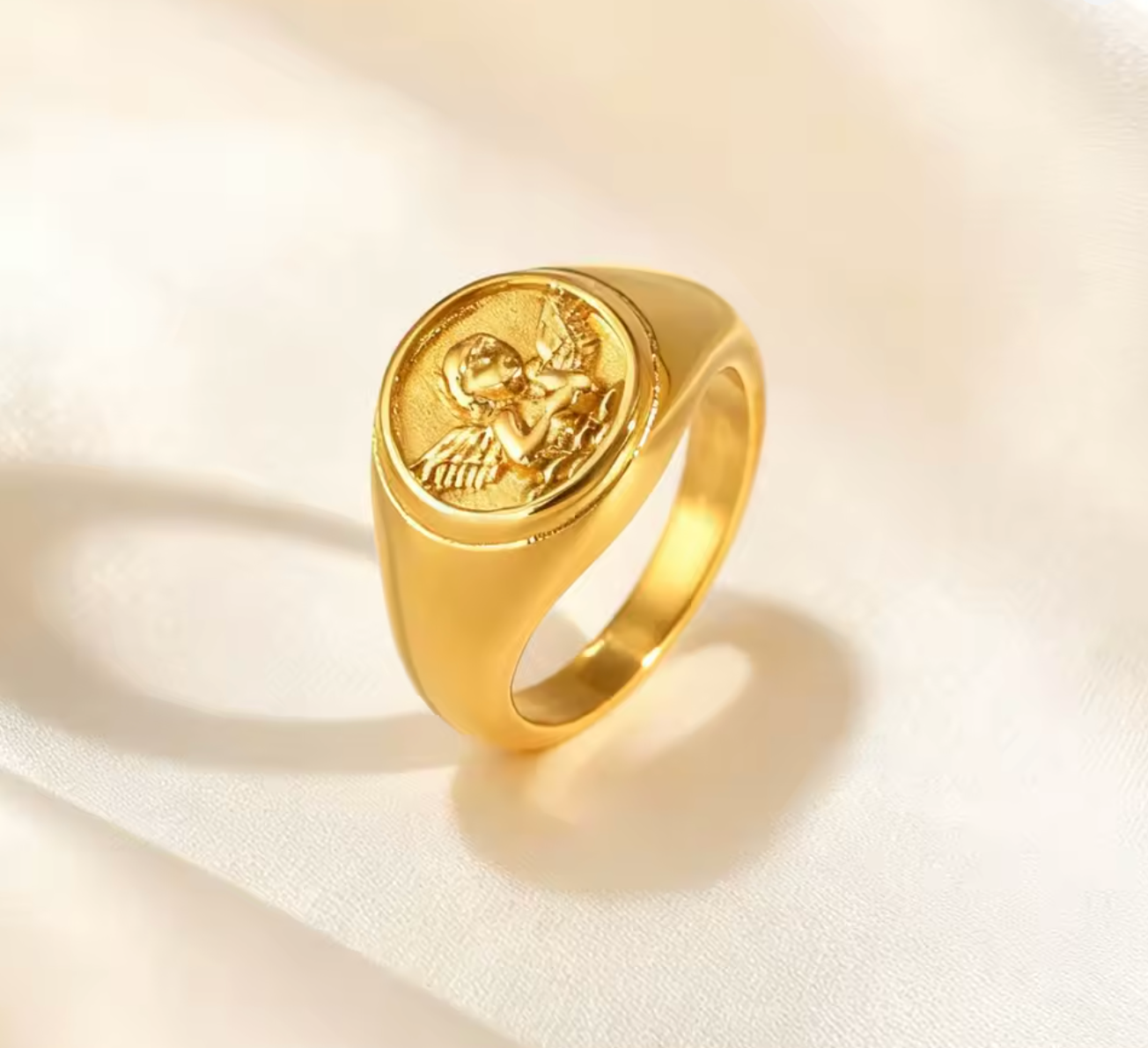 Stainless Steel Glossy Cupid Angel Ring