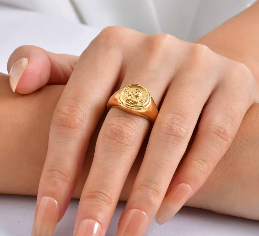 Stainless Steel Glossy Cupid Angel Ring