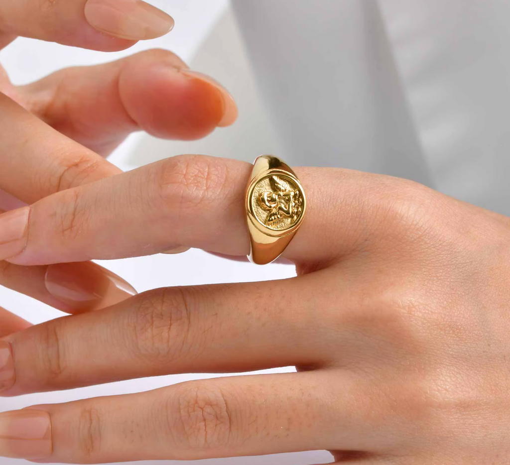Stainless Steel Glossy Cupid Angel Ring