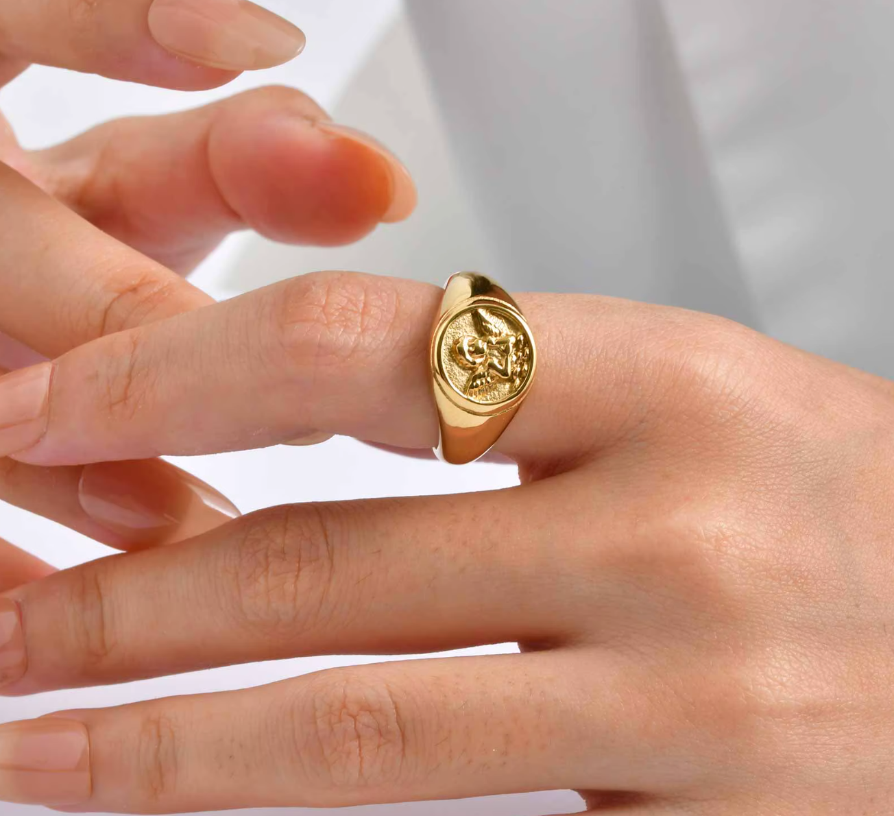 Stainless Steel Glossy Cupid Angel Ring