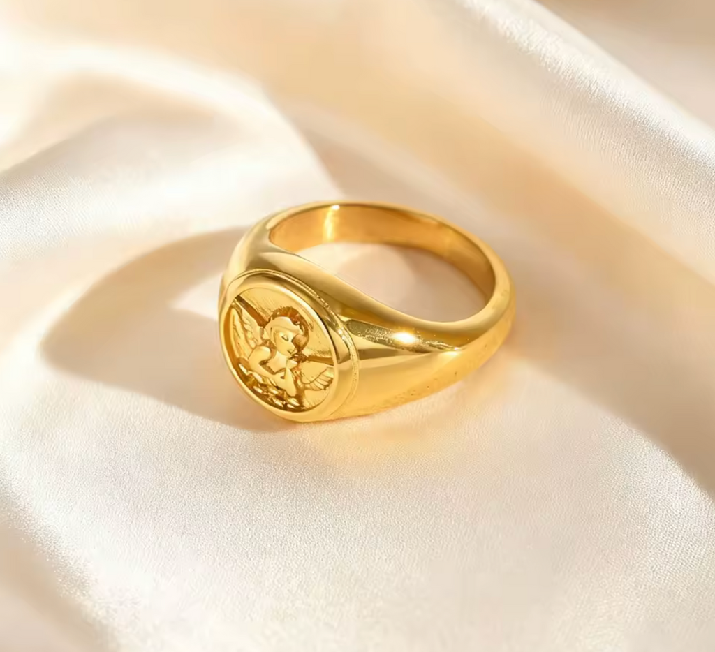 Stainless Steel Glossy Cupid Angel Ring
