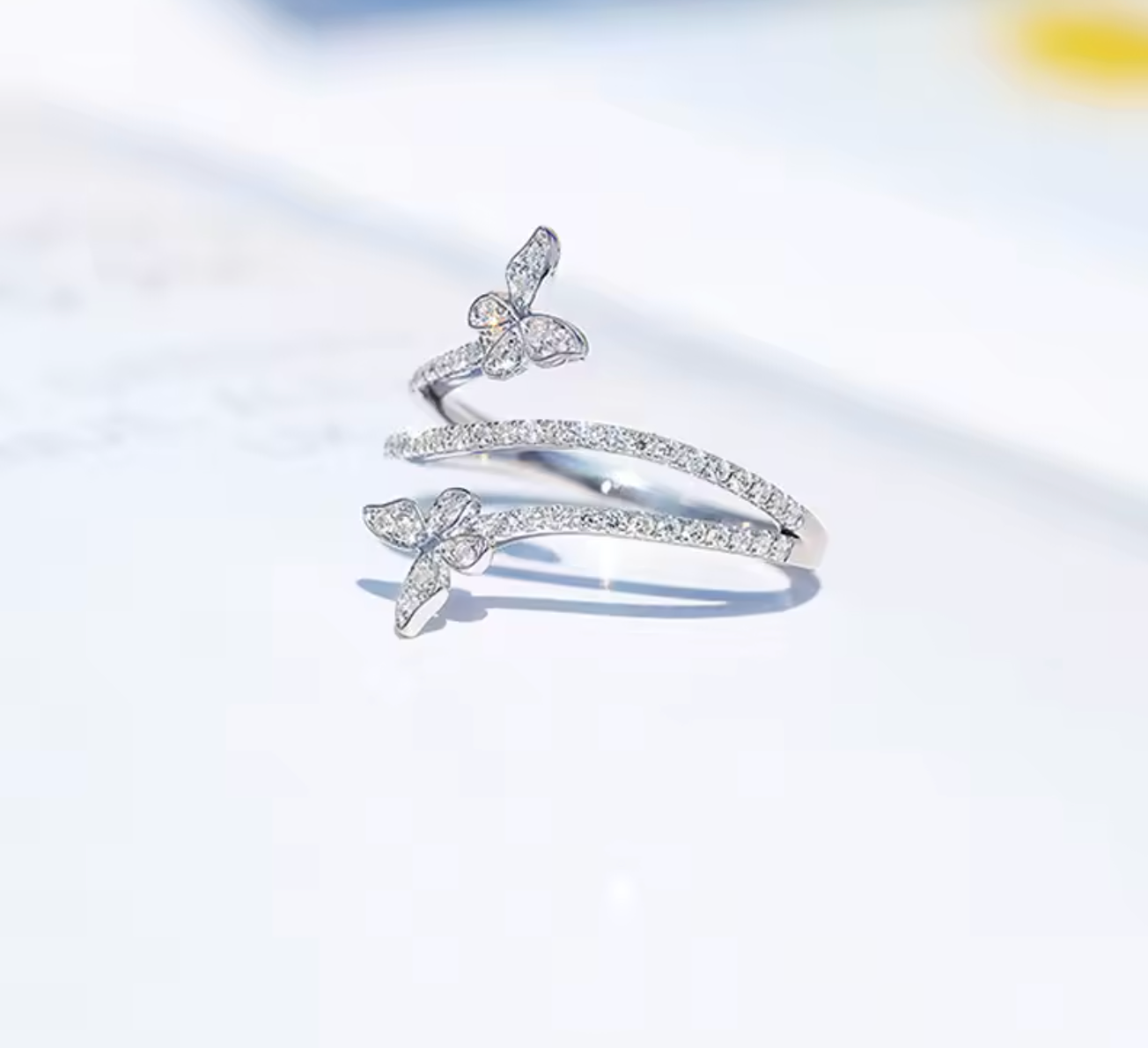 925 Sterling Silver Double Butterfly Ring