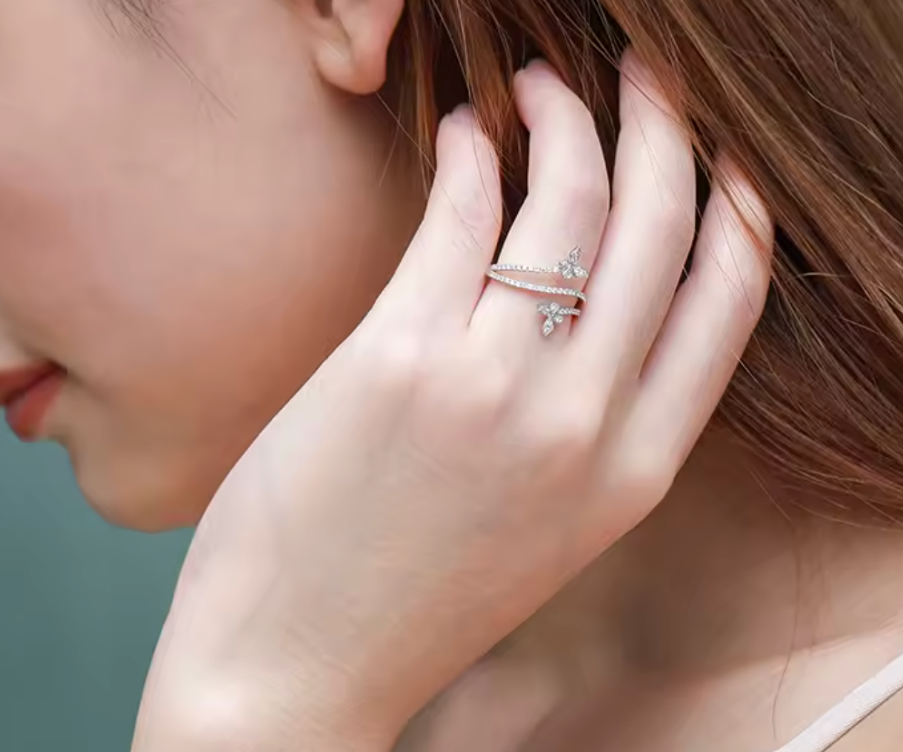 925 Sterling Silver Double Butterfly Ring