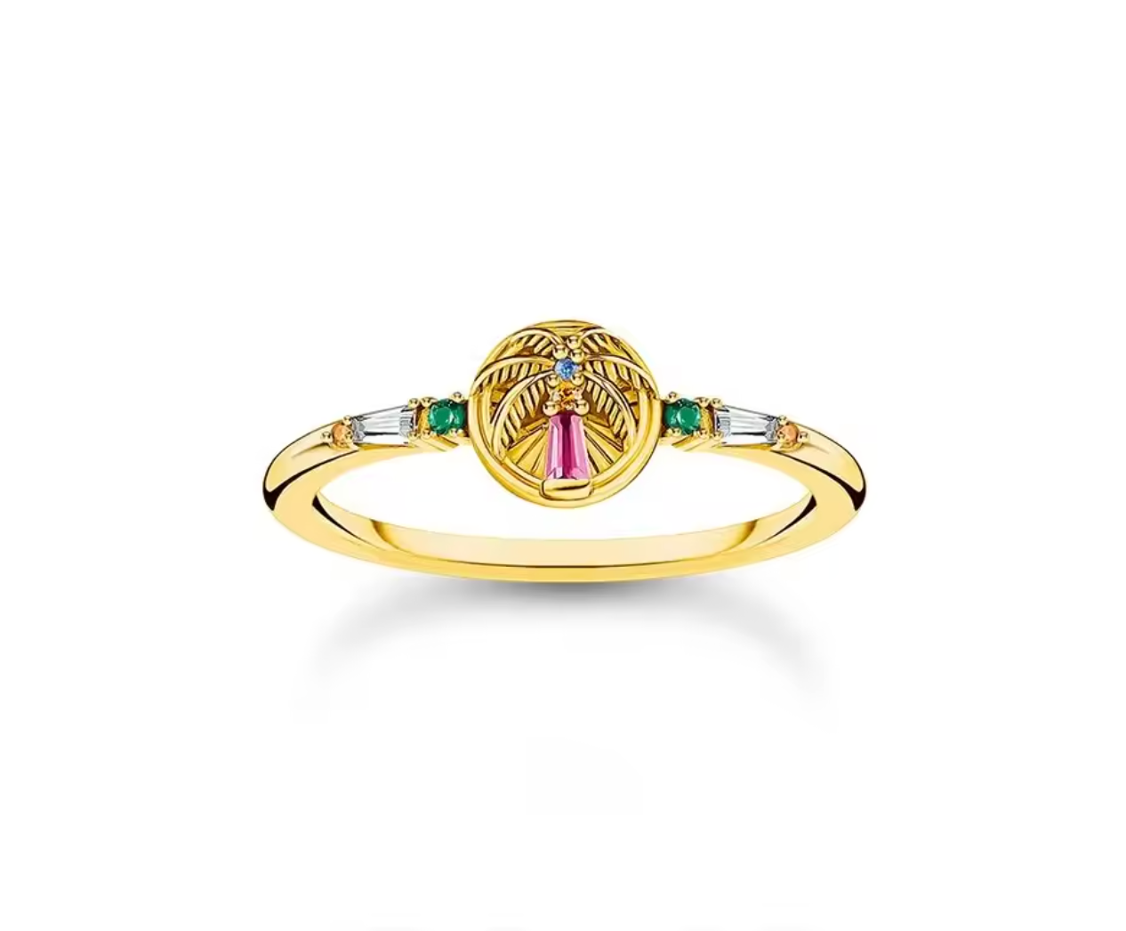 925 Sterling Silver Colorful Palm Tree Ring