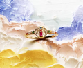 925 Sterling Silver Colorful Palm Tree Ring