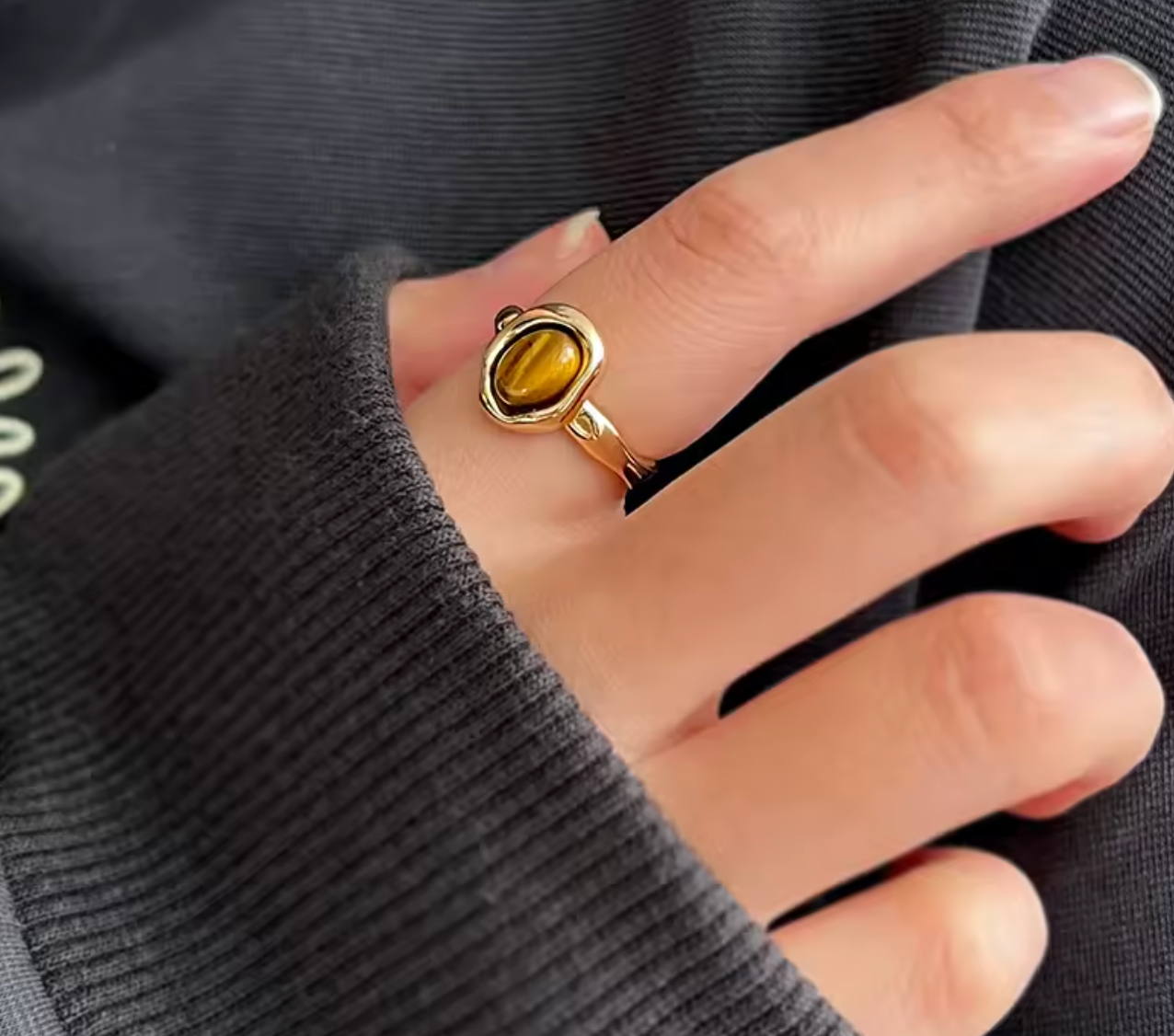 Retro Tiger’s Eye Stone Ring