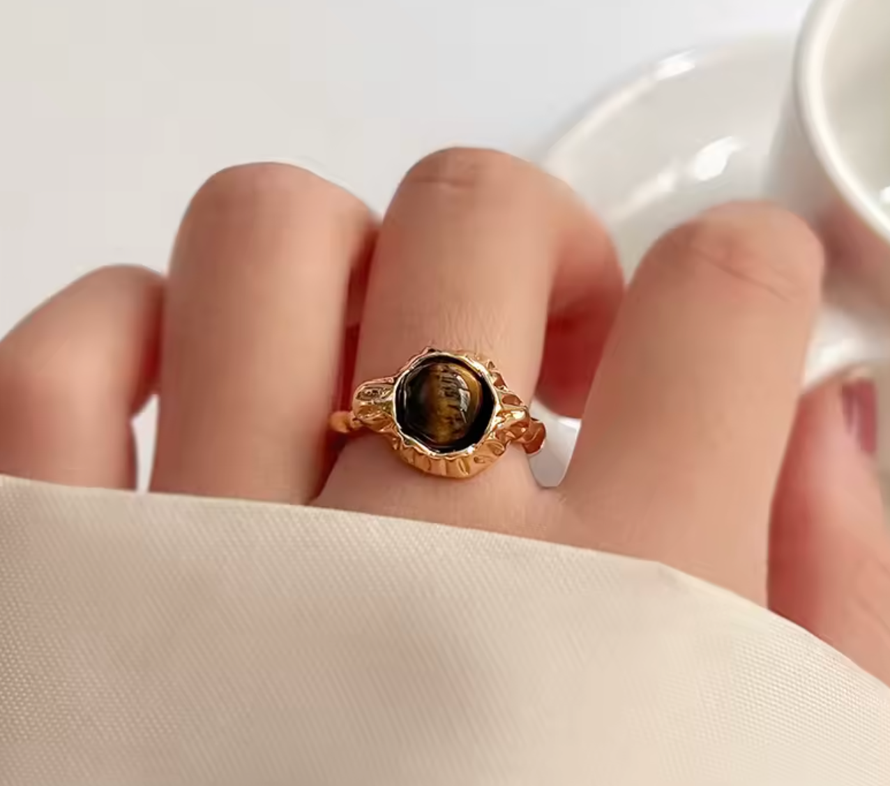 Retro Tiger’s Eye Stone Ring