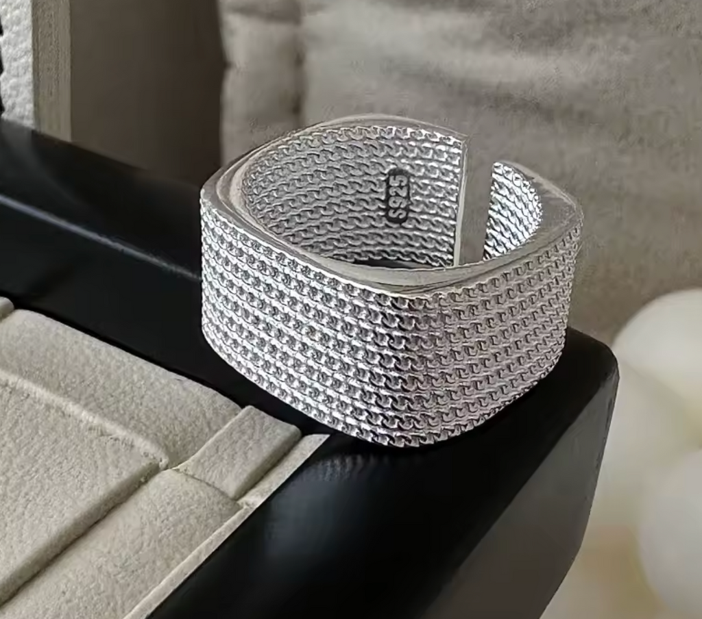 925 Sterling Silver Square Chain Ring