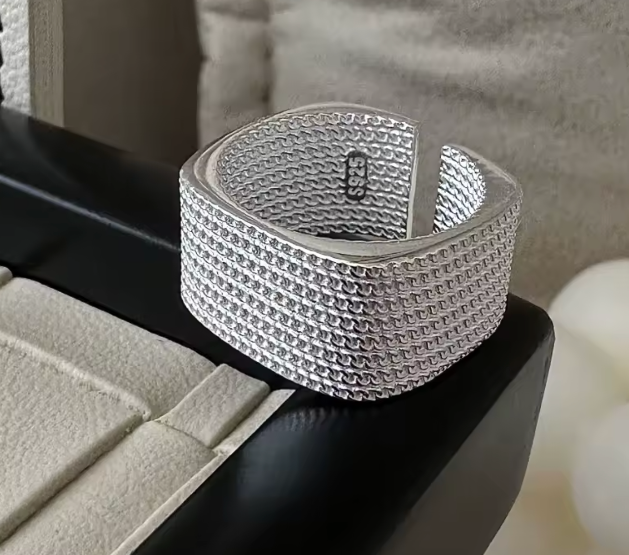 925 Sterling Silver Square Chain Ring