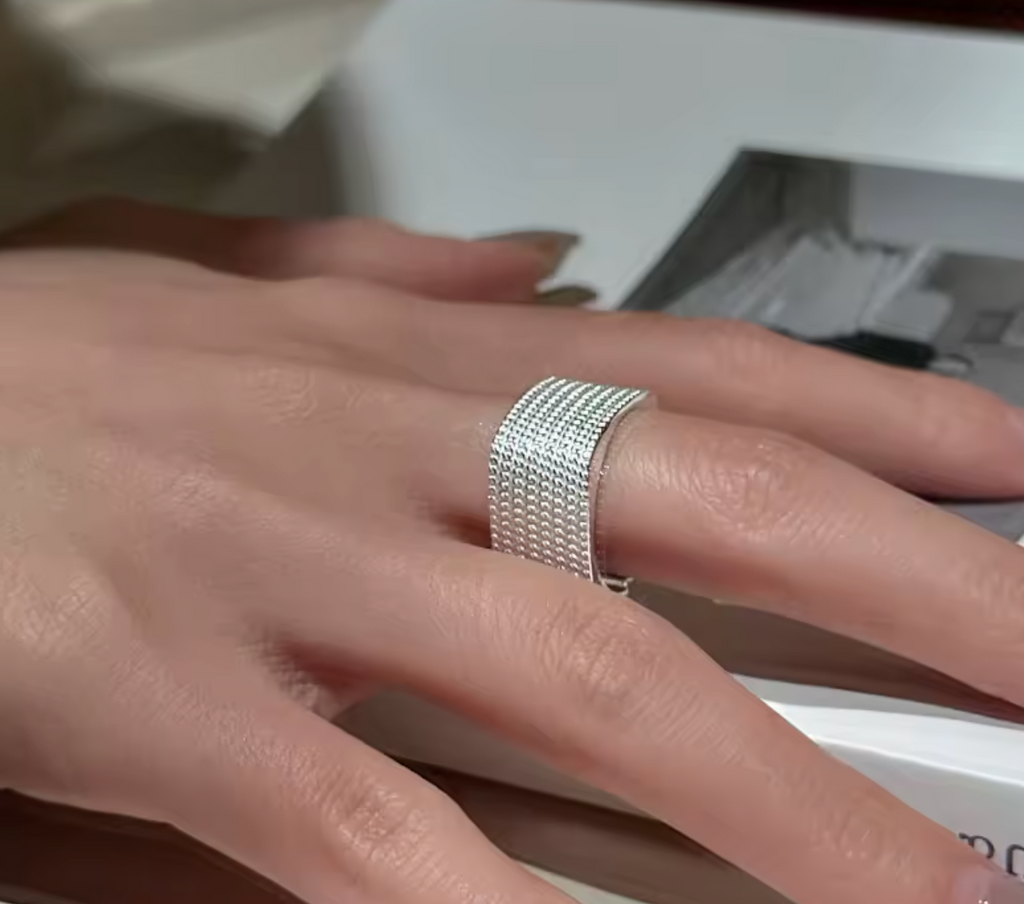 925 Sterling Silver Square Chain Ring