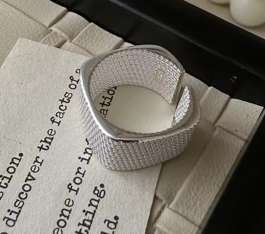 925 Sterling Silver Square Chain Ring