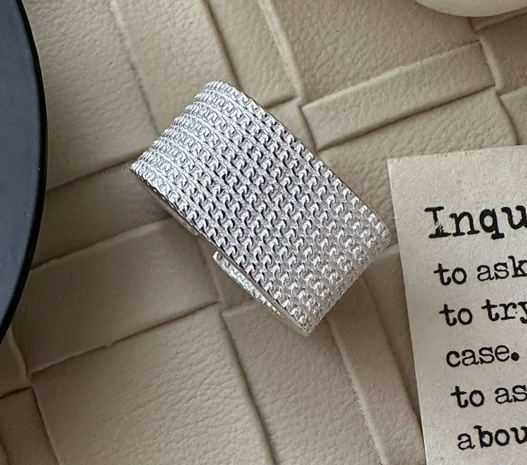 925 Sterling Silver Square Chain Ring