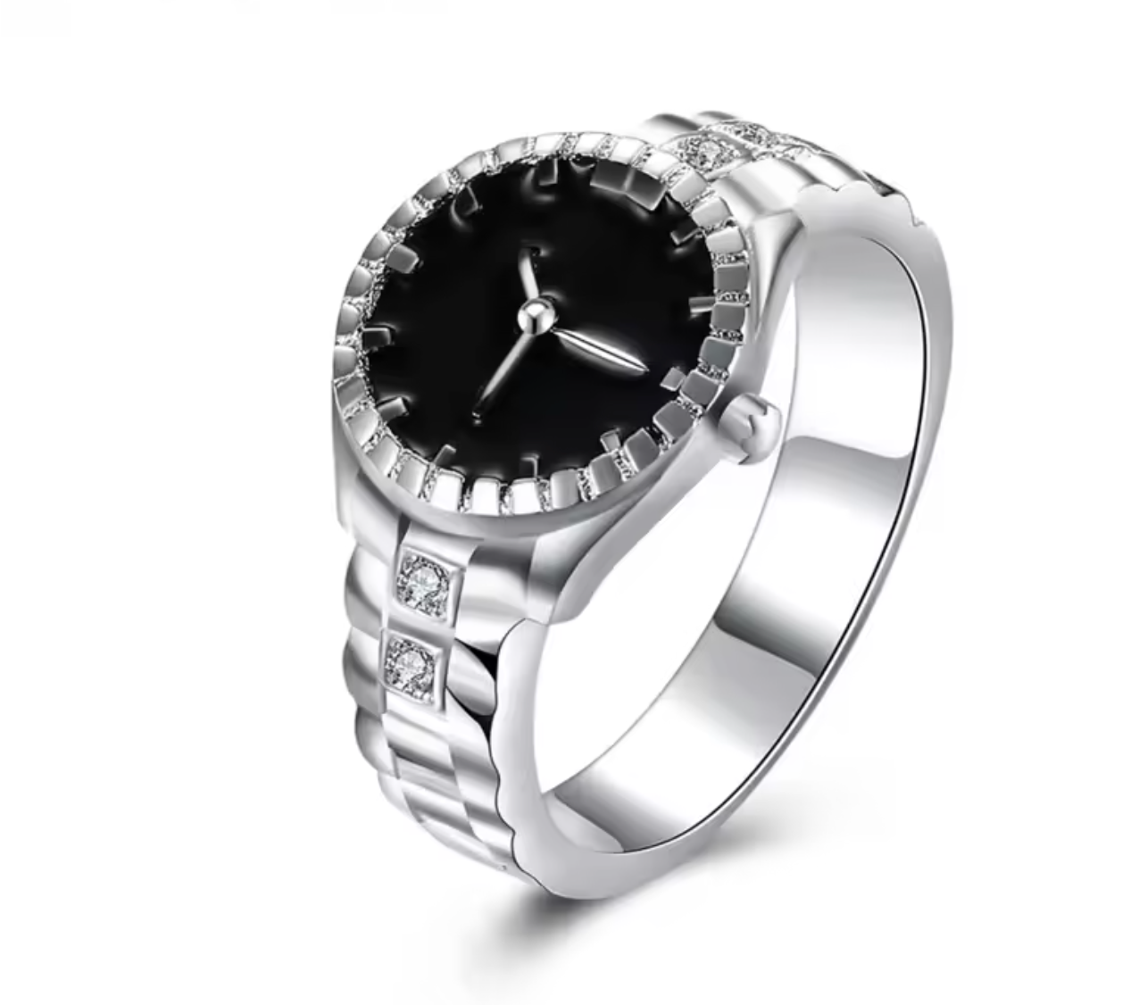 925 Sterling Silver Crystal Watch-Style Ring