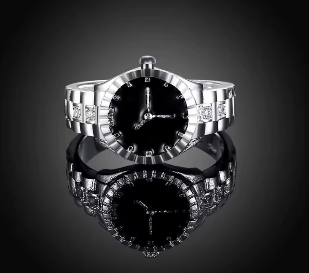 925 Sterling Silver Crystal Watch-Style Ring