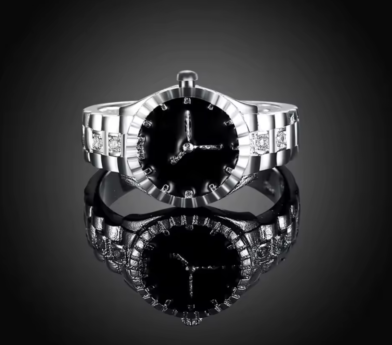 925 Sterling Silver Crystal Watch-Style Ring