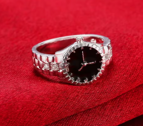 925 Sterling Silver Crystal Watch-Style Ring