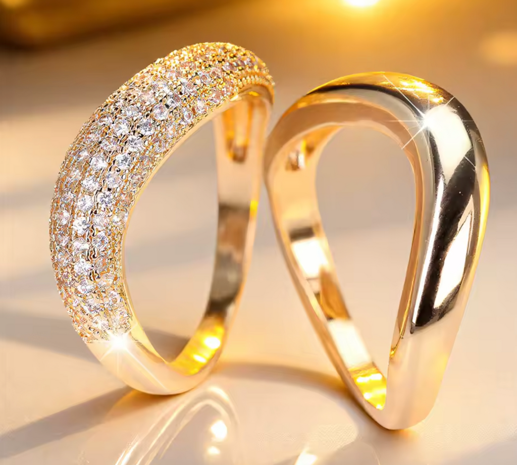 Vintage White Zircon Engagement Ring Set